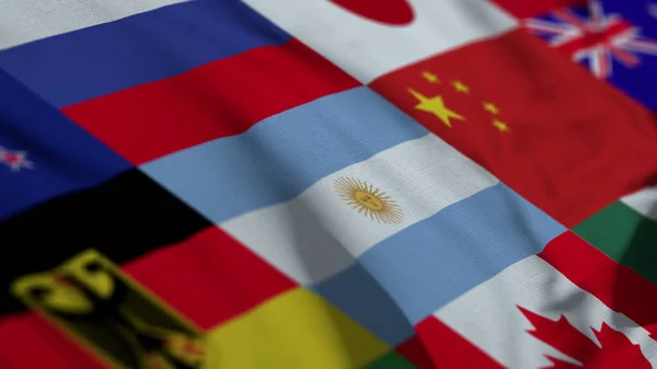 Tejido Textura Ondulada Bandera Nacional Varios Países —  Fotos de Stock