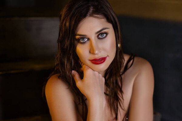 Attractive woman in loft interior