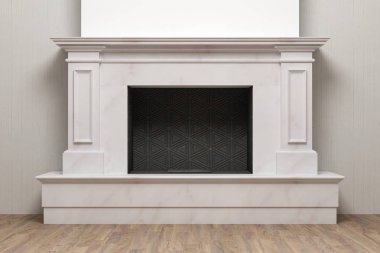 Stylish home fireplace of beautiful natural stone clipart