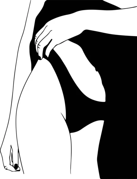 Beyaz Siyah Arka Planda Çamaşırlı Bir Kadın Resmi — Stok Vektör