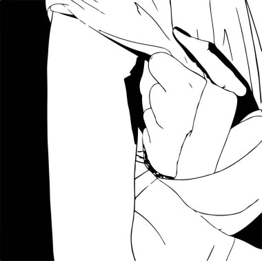 Bandajlı, elinde gömleği olan bir kadın.