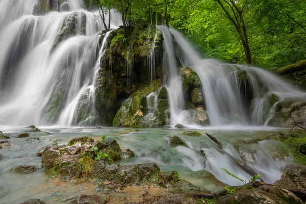 Long Exposure Waterfall Waterfall Forest Summer Day Beusnita Waterfall Romania — Stock Photo, Image