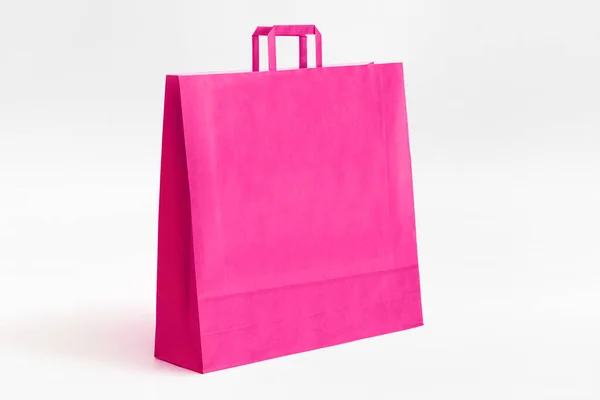 Big Fucsia Paper Bag Flat Handles — Stock Photo, Image