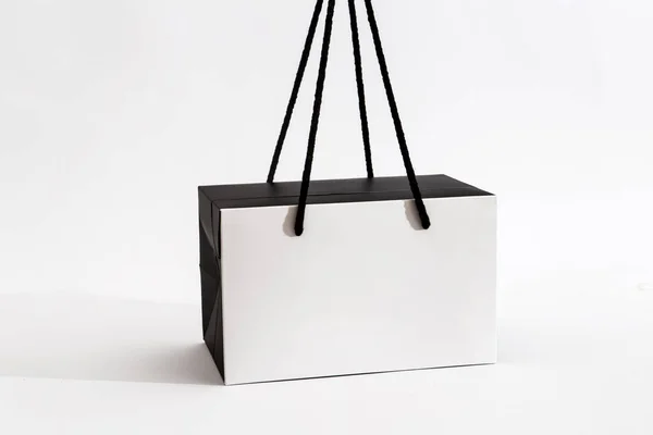 Noir Blanc Emporter Boîte Carton Sac Papier — Photo