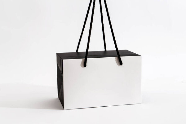 black and white take away carton box and paper bag