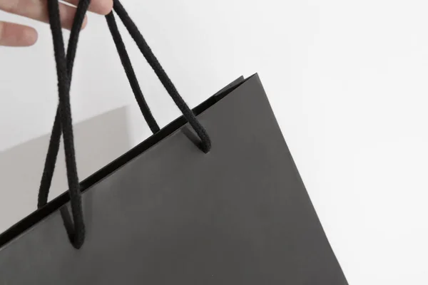 Zwart Matte Luxe Papieren Tas Closeup — Stockfoto