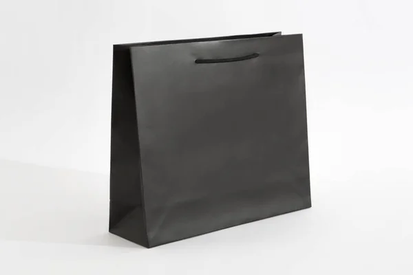 Zwarte Matte Papieren Tas Witte Achtergrond Groot Formaat — Stockfoto