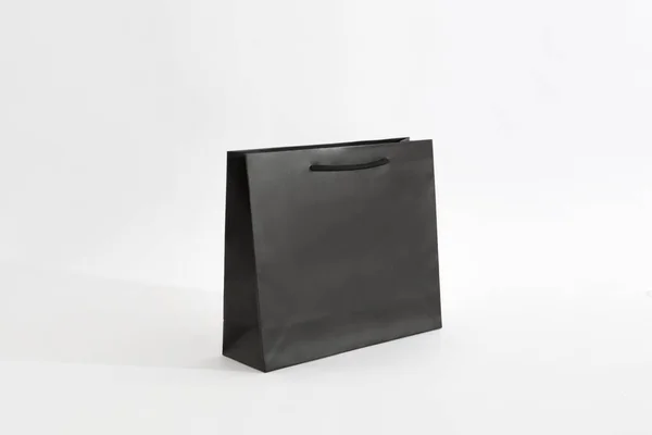 Black Matte Paper Bag White Background Small Siz — Stock Photo, Image