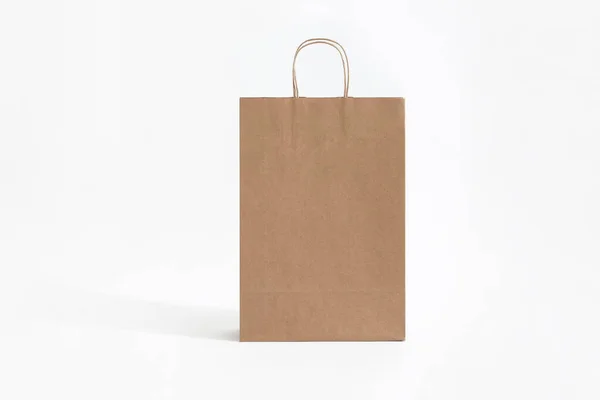 Brown Kraft Take Away Paper Bag Front View — Stock Photo, Image