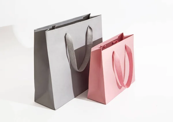 Grijs Medium Roze Kleine Papieren Tas Shopper — Stockfoto