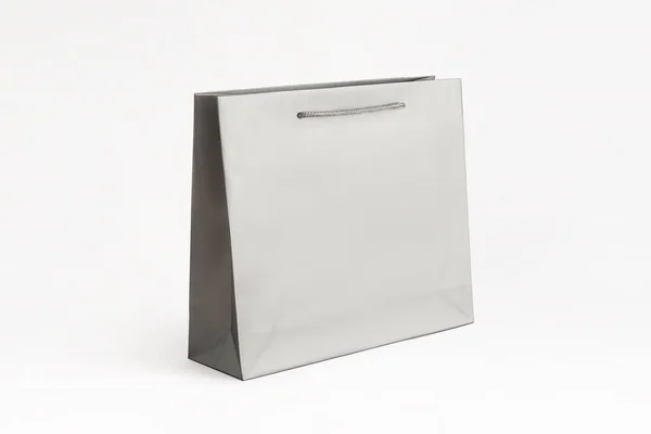 Paper Bag Silver Paper Bag Matt Paper Bag Matte Silver — Stock Photo, Image