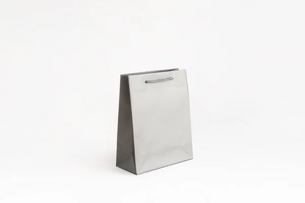 Paper Bag Vertical Paper Bag Silver Paper Bag Matt Paper — Stock Photo, Image