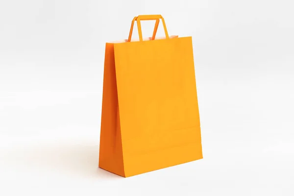 Gran Bolsa Papel Naranja Con Asas Planas — Foto de Stock