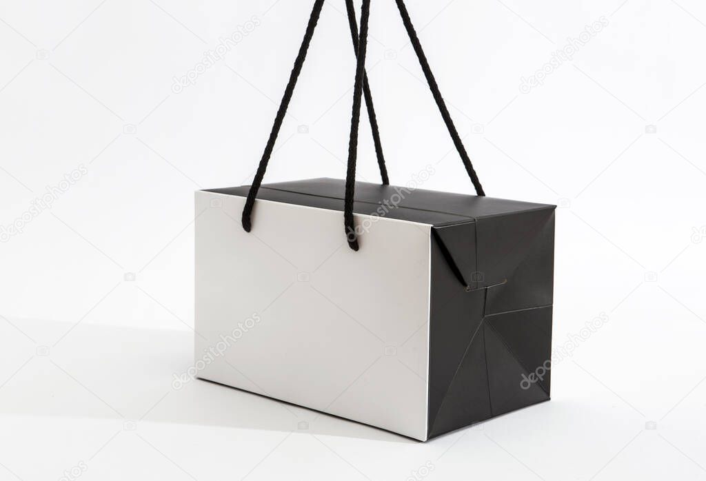 Black and white take away carton boxwith handles