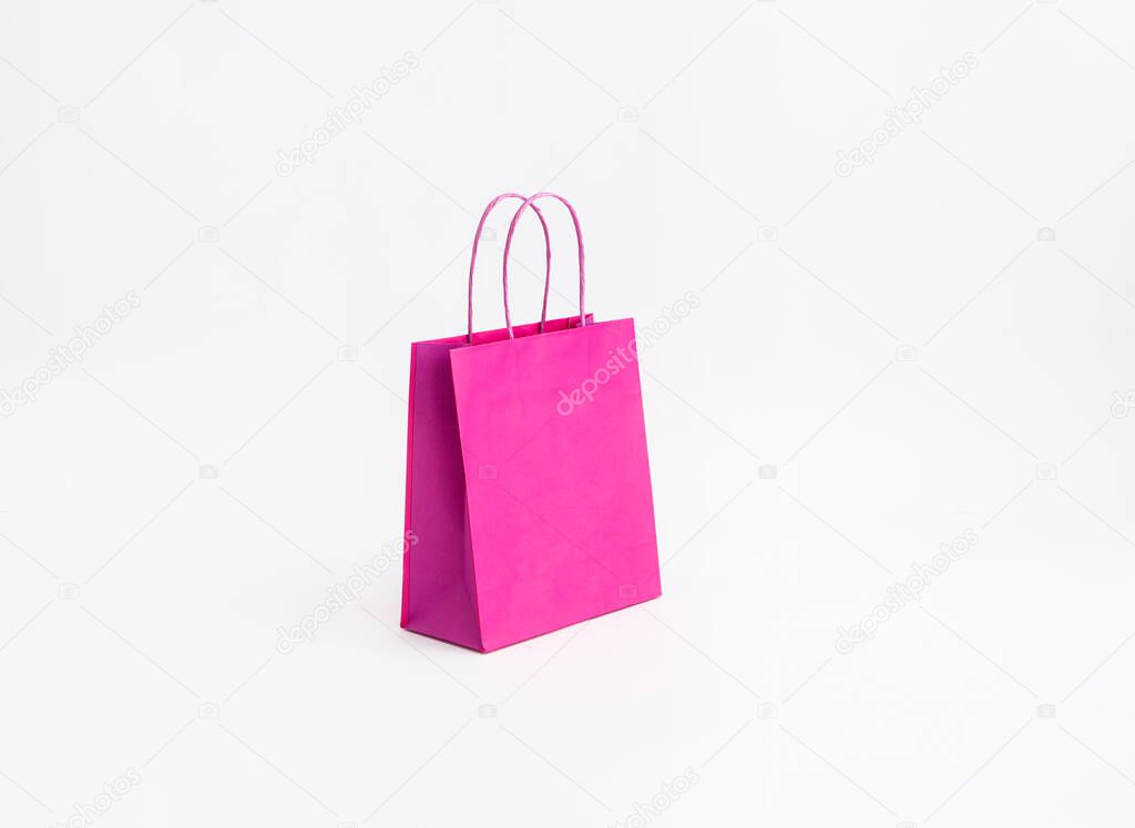 Fucsia pink small paper bag shopper