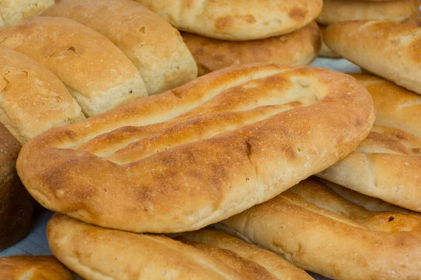 Pane Bianco Varie Forme Torrefazione Varia — Foto Stock