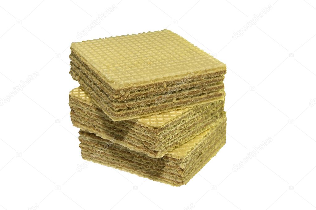 chocolate wafers isolated on white background