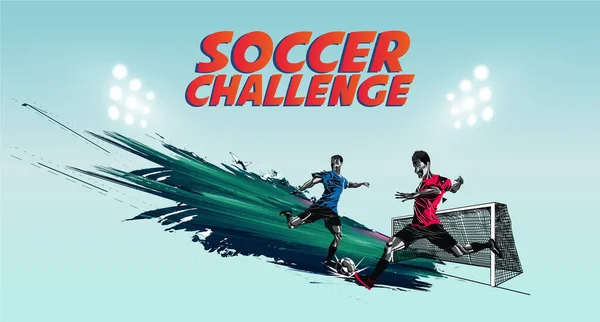Futbolcu Challenge vektör dünya kupası konsepti futbol oyunu konsept pankartı