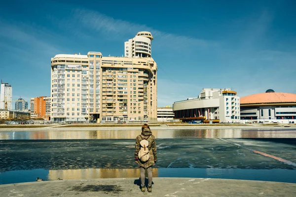 Jekaterynburg Centrum Miasta Panorama Rzeka Iset — Zdjęcie stockowe