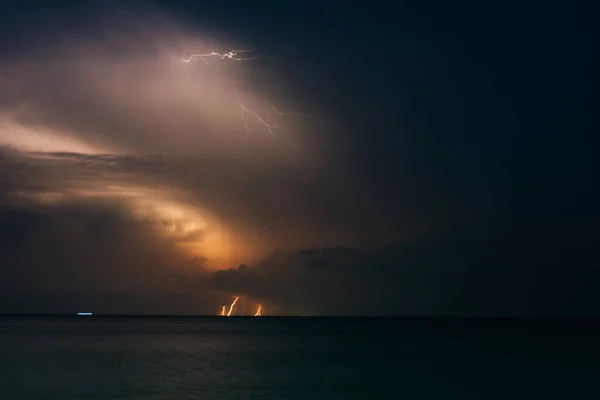 Relâmpago Caribe Coastin México Ilha Holbox — Fotografia de Stock