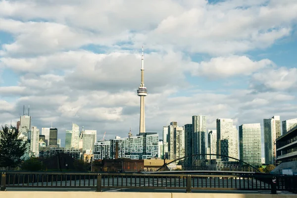 Kvällsutsikt Från Hög Byggnad Toronto Financial District Skyskrapor Och Tower — Stockfoto