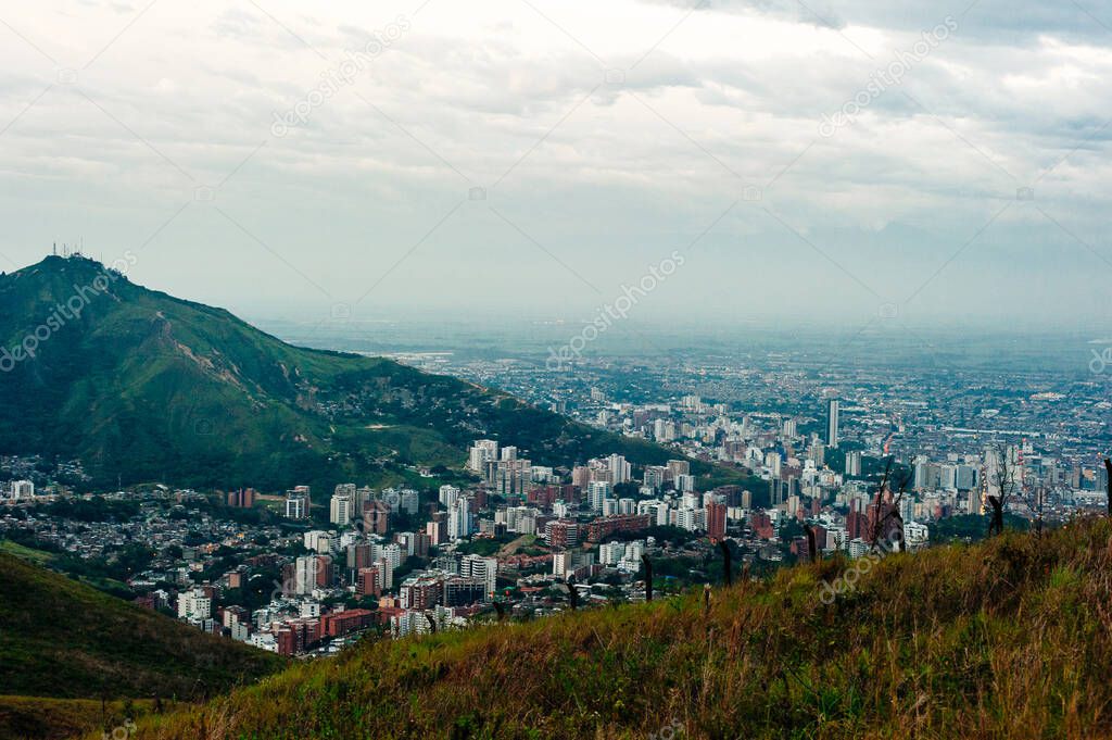 view over cali from tres cruces, Colombia.