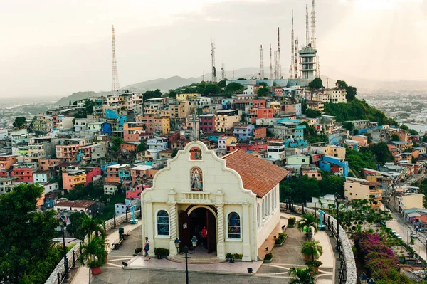 Eglise Sommet Colline Santa Ana Une Des Principales Attractions Guayaqil — Photo