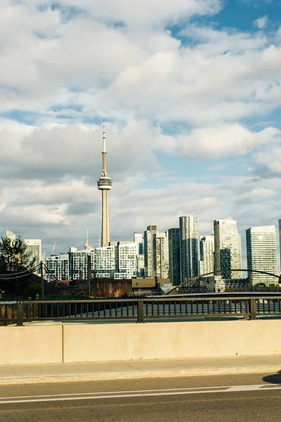 Kvällsutsikt Från Hög Byggnad Toronto Financial District Skyskrapor Och Tower — Stockfoto