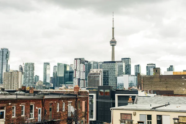 Abendblick Von Einem Hochhaus Auf Die Wolkenkratzer Des Toronto Financial — Stockfoto