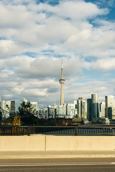 Kvällsutsikt Från Hög Byggnad Toronto Financial District Skyskrapor Och Tower — Stockfoto