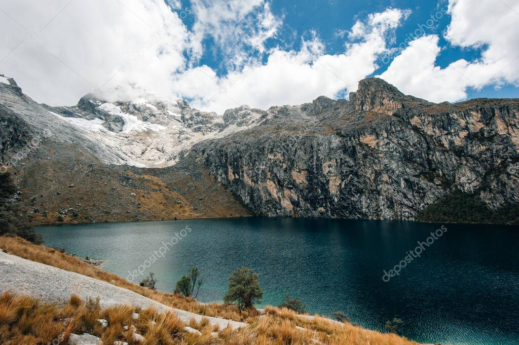 Nev Churup Summit and Laguna, Huascaran National Park in the Andes, South America