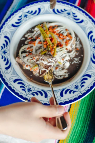 Mole Mexicano Poblano Mole Ingredientes Comida Picante Mexicana Tradicional México — Fotografia de Stock