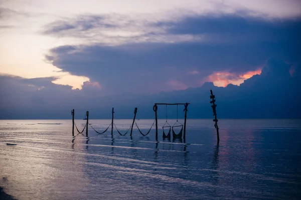Entspannen Einer Hängematte Über Dem Wasser Isla Holbox Mexiko — Stockfoto