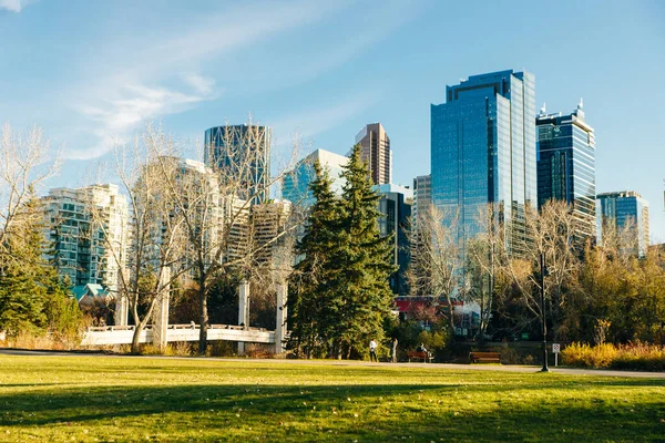 Moderna Vista Del Centro Tomada Desde Cerca Por Parque Calgary — Foto de Stock