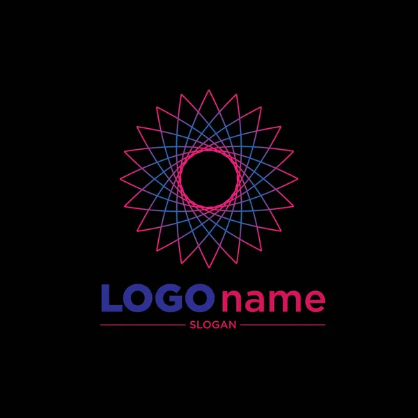 Plantillas Diseño Logotipo Con Abstractos Iconos Degradado Color Rayas Circulares — Vector de stock