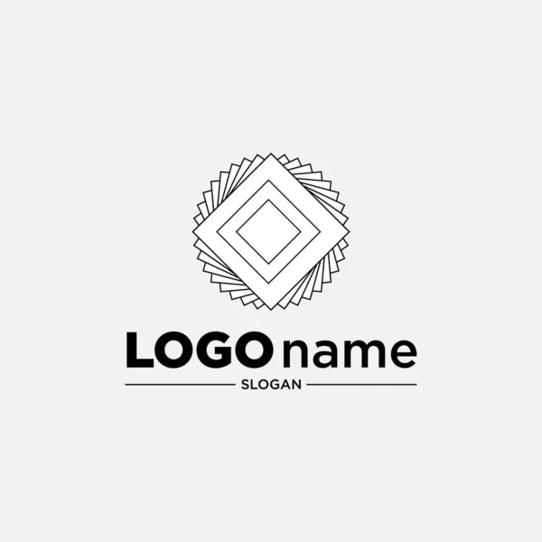 Plantillas Diseño Logotipo Con Iconos Arte Línea Rombica — Vector de stock