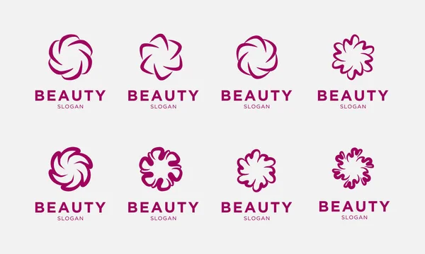 Logo Design Vorlage Mit Blütenblatt Set Symbol — Stockvektor