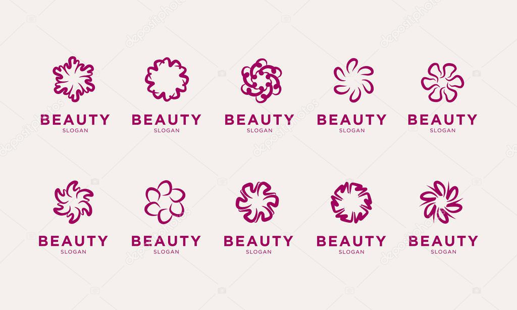 Logo design template, with flower petal set icon