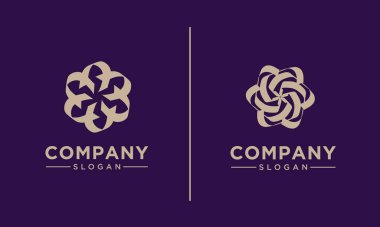 Soyut çiçek yaprağı simgeleriyle güzellik logosu dizayn şablonları