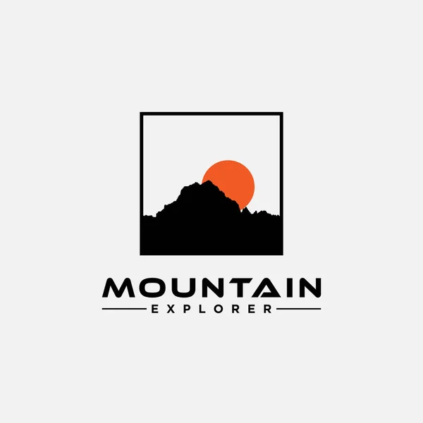 Adventure Logo Design Vorlage Mit Schwarzer Silhouette Berg Symbol — Stockvektor