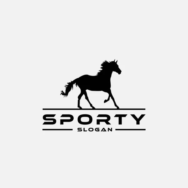 Design Vorlage Für Das Sport Logo Mit Einem Schwarzen Pferd — Stockvektor