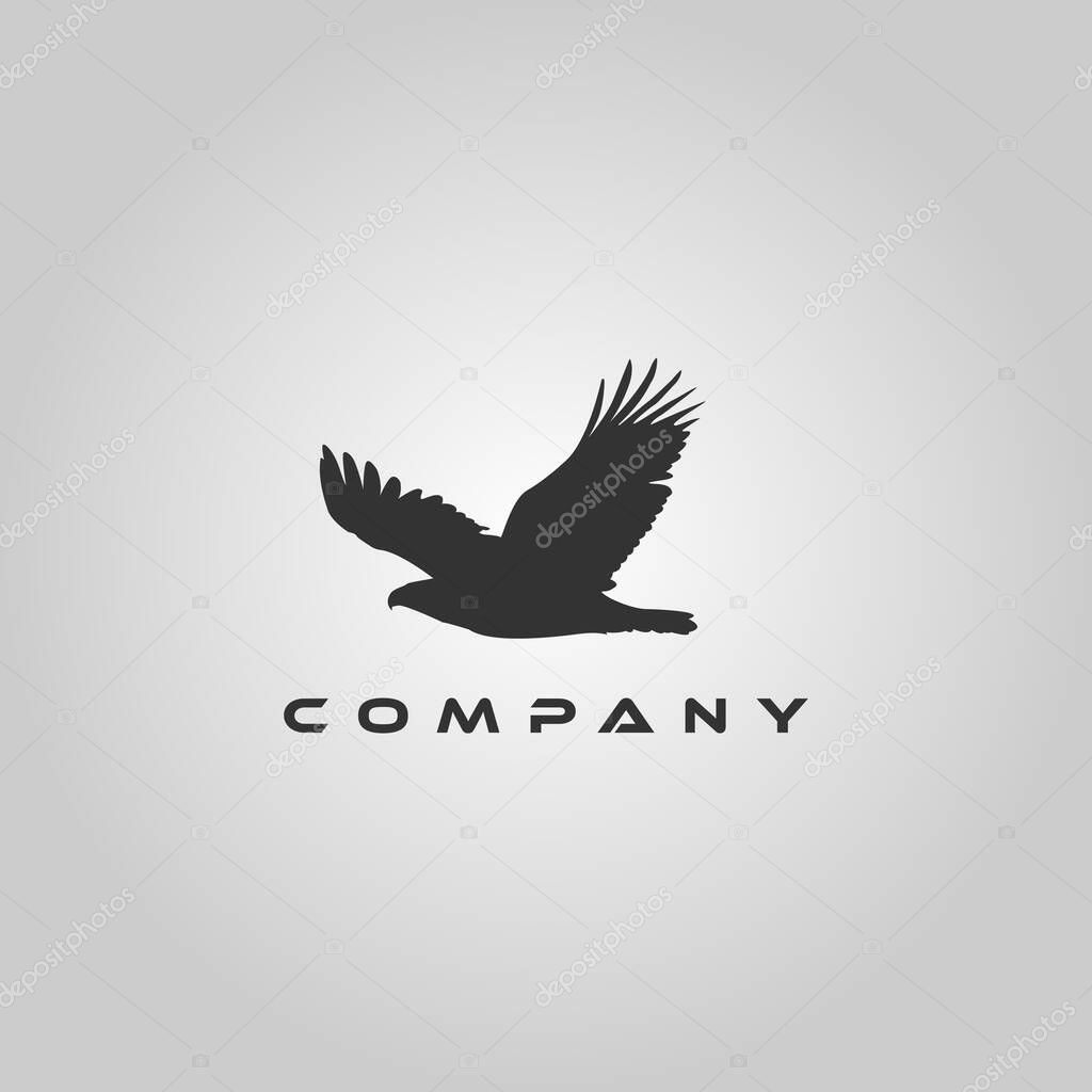 Sport logo design template, with silhouette eagle icon