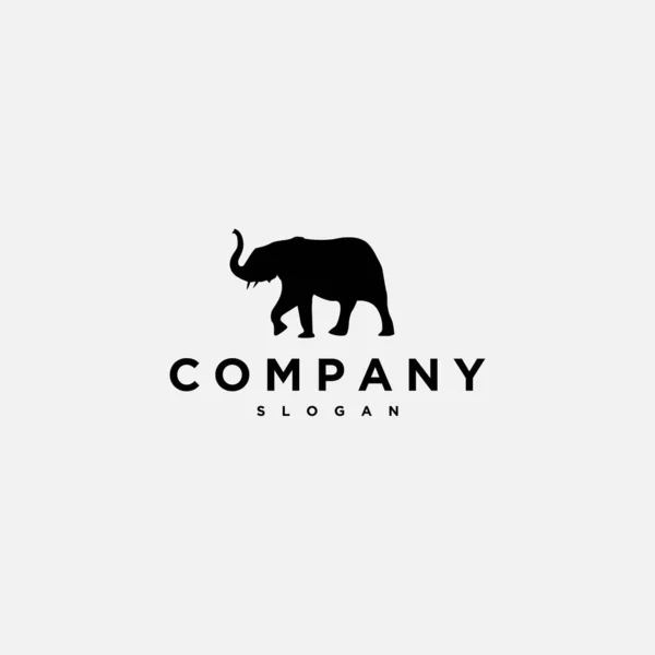 Plantilla Diseño Logotipo Con Icono Elefante Color Silueta — Vector de stock