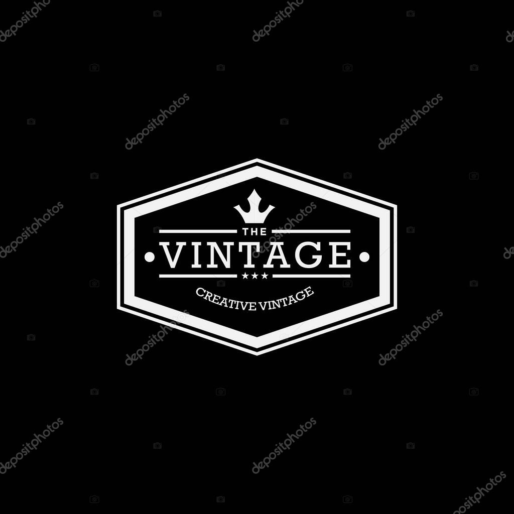 Retro logo design template, in black and white