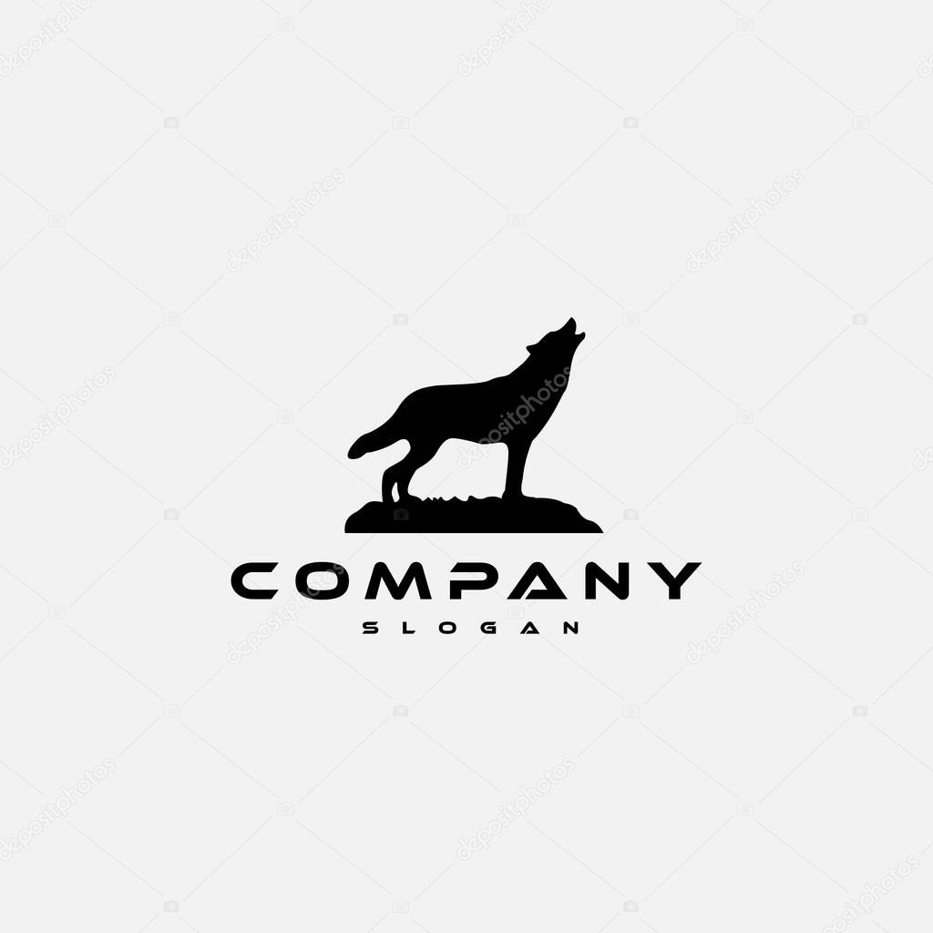 Logo design template, with silhouette colored wolf icon