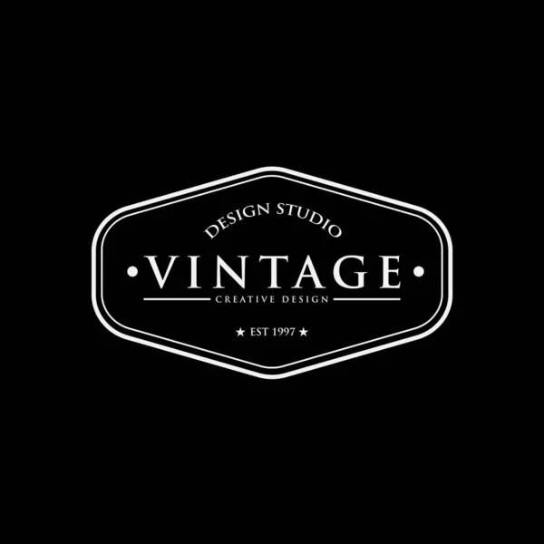 Schwarz Weiße Vintage Logo Design Vorlage — Stockvektor