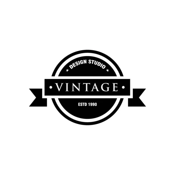 Schwarz Weiße Vintage Logo Design Vorlage — Stockvektor