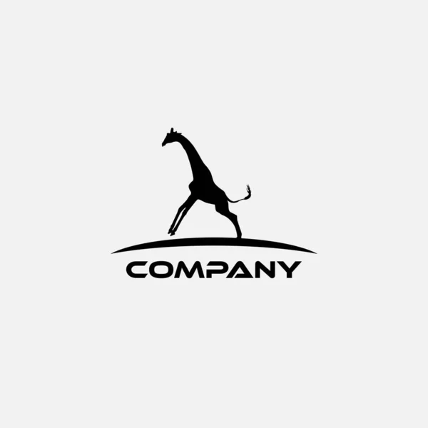 Modelo Design Logotipo Com Ícone Animal Girafa Preta — Vetor de Stock