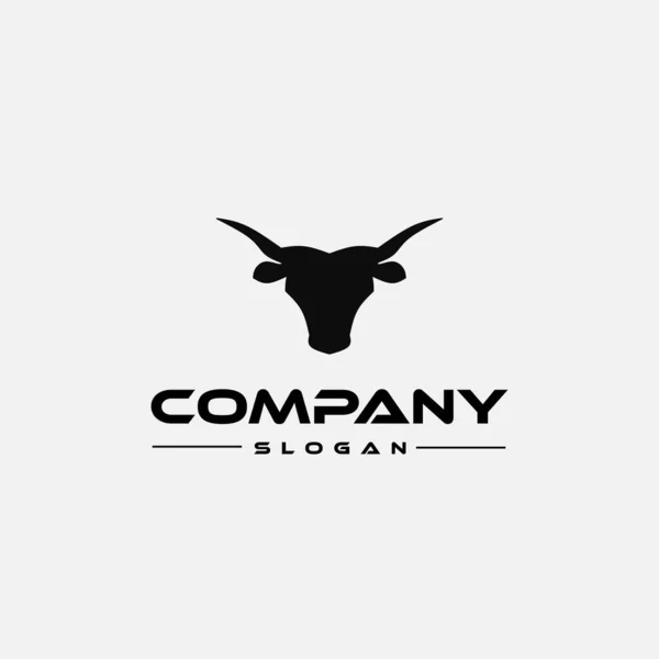 黒い水牛の頭のアイコンとロゴデザインテンプレート — ストックベクタ