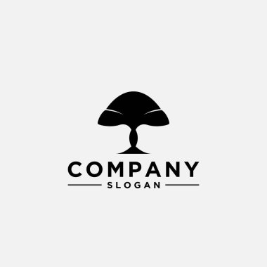 Siyah ağaç simgesiyle logo tasarım şablonu